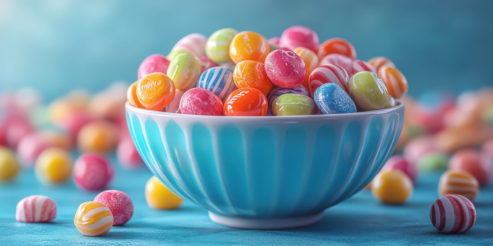 Colorful candy bowl filled with assorted sweets creates a cheerful atmosphere for festivities